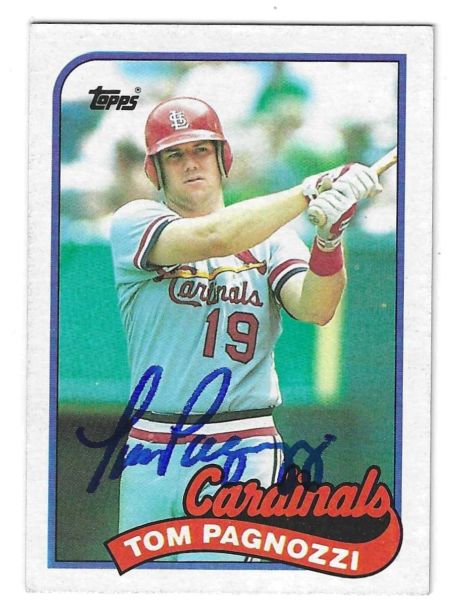 Autographed TOM PAGNOZZI St. Louis Cardinals 1989 Topps Card