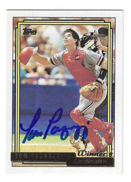 Autographed TOM PAGNOZZI St. Louis Cardinals 1992 Topps Gold Card