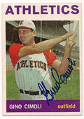 Autographed GINO CIMOLI Kansas City A's 1964 Topps Card