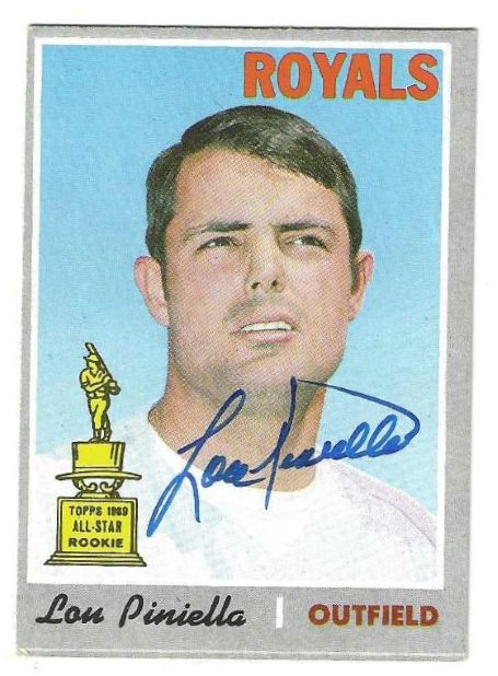 Autographed  LOU PINIELLA Kansas City Royals 1970 Topps Card