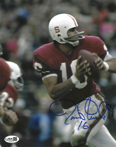 Autographed JIM PLUNKETT 8X10 Stanford University Photo JSA
