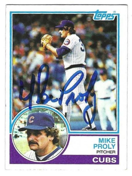 Autographed MIKE PROLY Chicago Cubs 1983 Topps Card