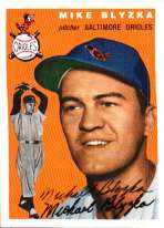 Autographed MIKE BLYZKA 1954 Topps Archive card