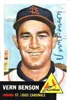 Autographed VERN BENSON 1953 Topps Archives Card