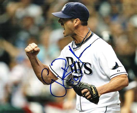 Autographed GRANT BALFOUR Tampa Bay Rays Photo.