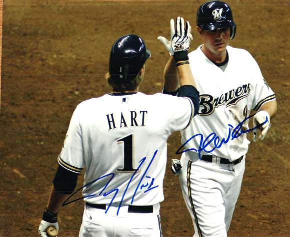 AUTOGRAPHED COREY HART & JOSH WILSON photo  Milwaukee Brewers