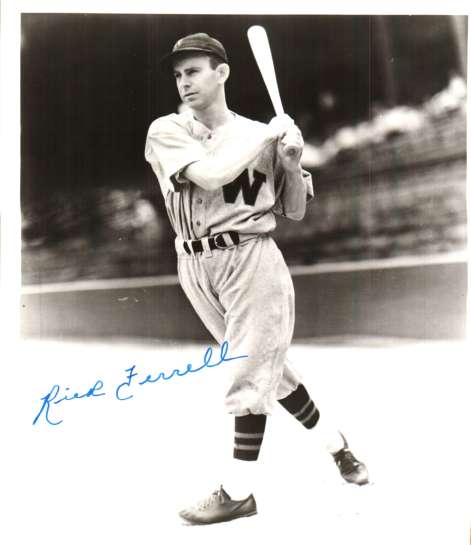 Autographed RICK FERRELL 8X10 WASHINGTON SENATORS photo