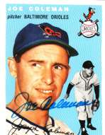 Autographed JOE COLEMAN 1954 Topps Archive card