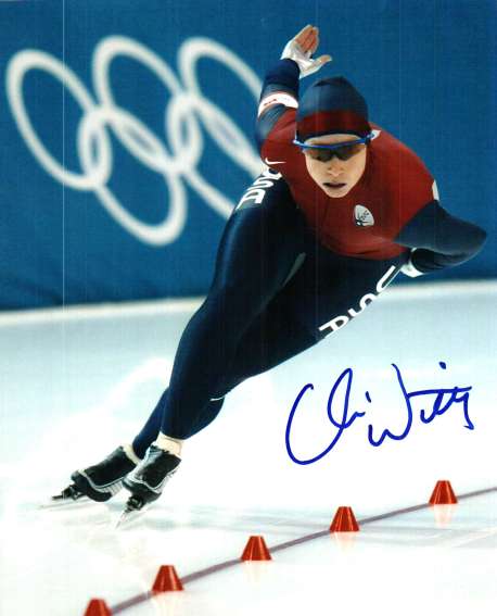 Autographed CHRIS WITTY 8x10 Photo - Gold Medal Winner