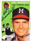 Autographed DEL CRANDALL 1954 Topps Archives card