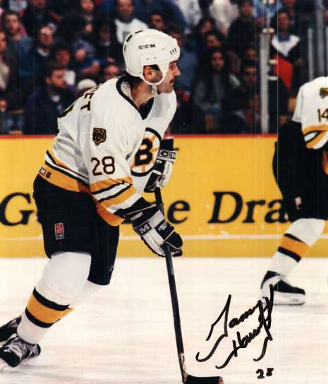 Autographed JAMIE HUSCROFT Boston Bruins  Photo