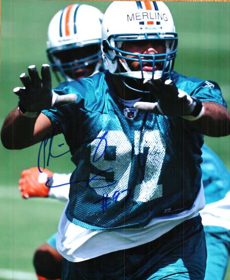 Autographed  PHILLIP MERLING 8X10 Miami Dolphins  photo