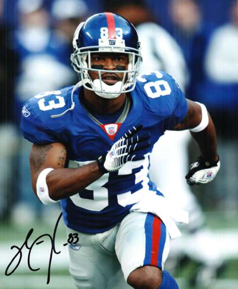 Autographed SINORICE MOSS New York Giants photo