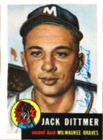 Autographed JACK DITTMER 1953 Topps Archives Card