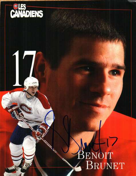 Autographed BENOIT BRUNET Montreal Canadiens Photo