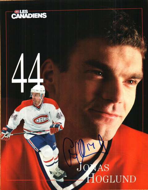 Autographed JONAS HOGLUND Montreal Canadiens Photo