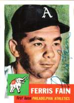 Autographed  FERRIS FAIN 1953 Topps Archives Card