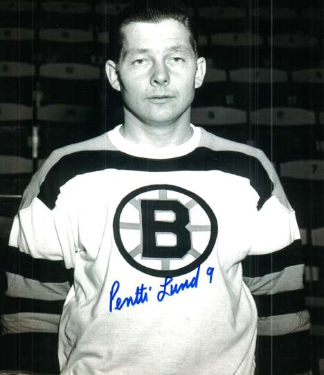 Autographed PENTTI LUND Boston Bruins  Photo