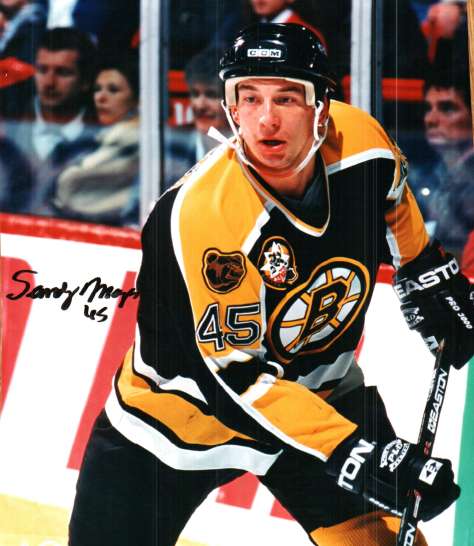 Autographed SANDY MOGER Boston Bruins  Photo