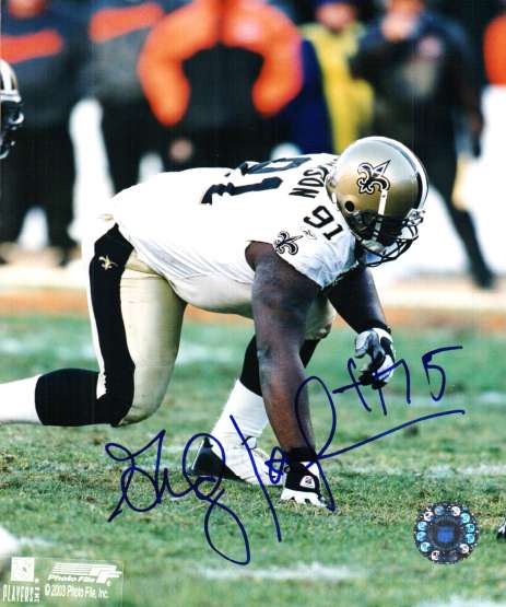 Autographed GRADY JACKSON New Orleans Saints photo