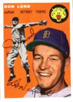 Autographed DON LUND 1954 Topps Archive card