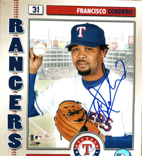 AUTOGRAPHED FRANCISCO CORDERO 8X10 Texas Rangers Photo
