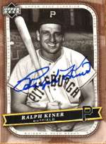 Autographed RALPH KINER 2005 UPPER DECK CLASSICS CARD