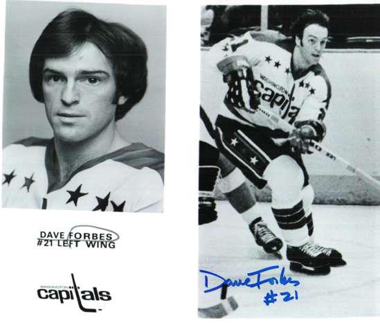 Autographed DAVE FORBES Washington Capitals photo.