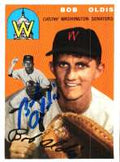 Autographed BOB OLDIS Washington Senators 1954 Topps Archive card