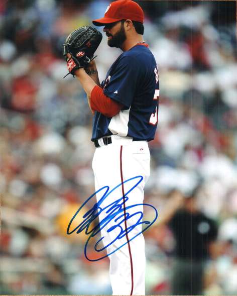 Autographed BRIAN BRUNEY Washington Nationals Photo