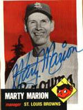 Autographed  MARTY MARION 1953 Topps Archives Card