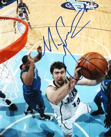 Autographed MEHMET OKUR Utah Jazz Photo
