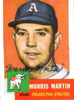 Autographed MORRIS MARTIN 1953 Topps Archives Card