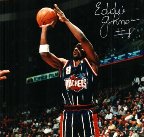 Autographed EDDIE JOHNSON Houston Rockets Photo