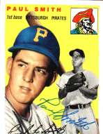 Autographed PAUL SMITH 1954 Topps Archive card