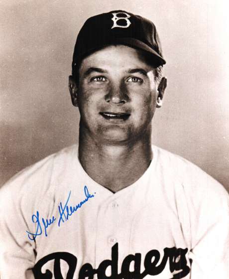 AUTOGRAPHED GENE HERMANSKI Brooklyn Dodgers photo
