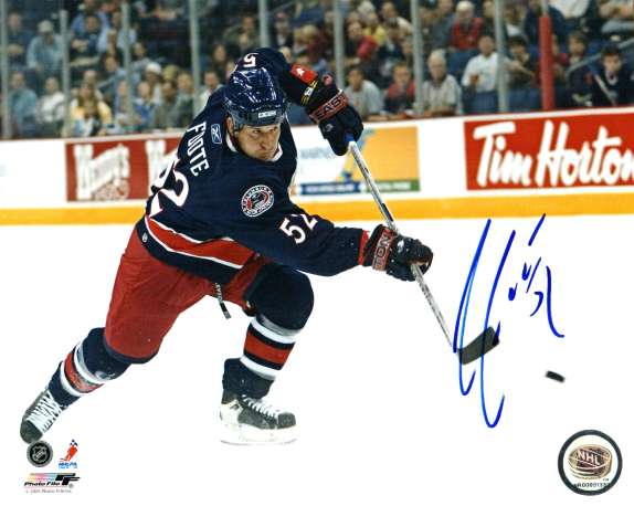 Autographed ADAM FOOTE 8x10 Blue Jackets Photo