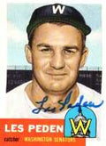 Autographed  LES PEDEN 1953 Topps Archives Card