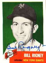 Autographed  BILL RIGNEY 1953 Topps Archives Card