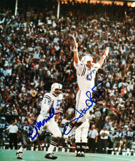 Autographed EARL MORRALL & JIM O'BRIEN Baltimore Colts photo
