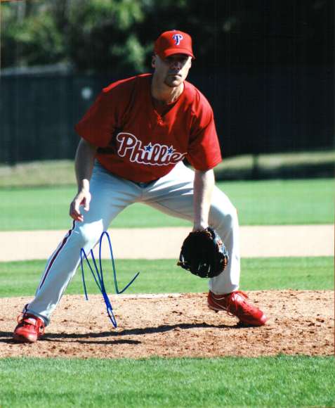 AUTOGRAPHED JUSTIN LEHR photo  Philadelphia Phillies