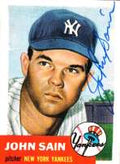 Autographed JOHN SAIN 1953 Topps Archives Card