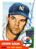 Autographed JOHN SAIN 1953 Topps Archives Card