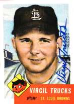 Autographed VIRGIL TRUCKS 1953 Topps Archives Card