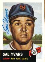 Autographed SAL YVARS 1953 Topps Archives Card