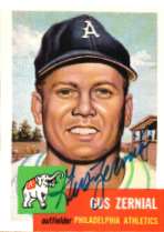Autographed GUS ZERNIAL 1953 Topps Archives Card