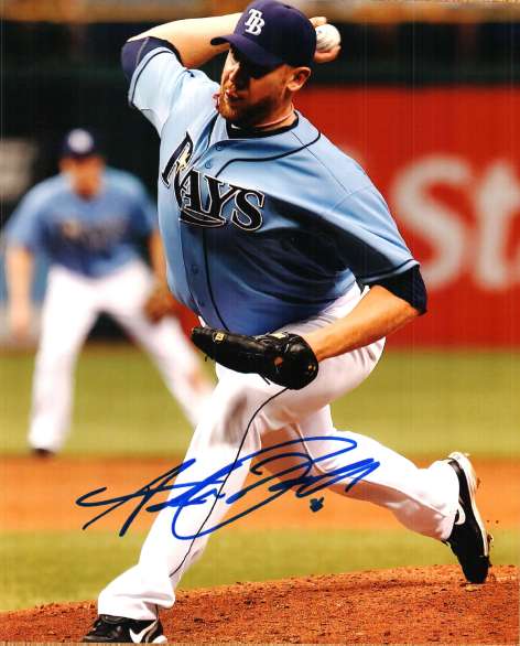 Autographed ADAM RUSSELL 8X10 Tampa Bay Rays Photo.