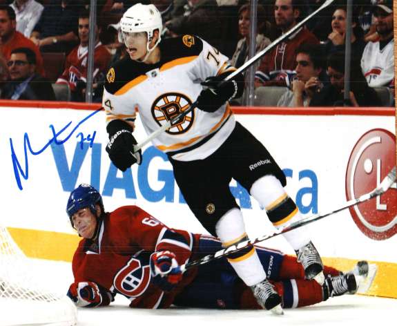 Autographed MAX SAUVE Boston Bruins  Photo
