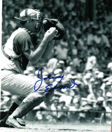 AUTOGRAPHED JOHNNY EDWARDS 8X10 Cincinnati Reds Photo