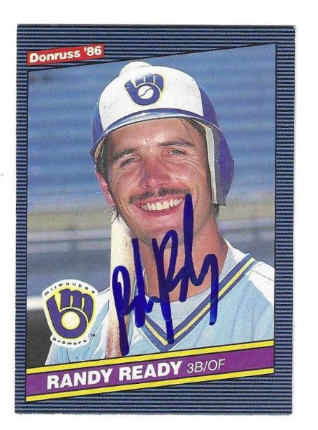 Autographed RANDY READY Milwaukee Brewers 1986 Donruss Card
